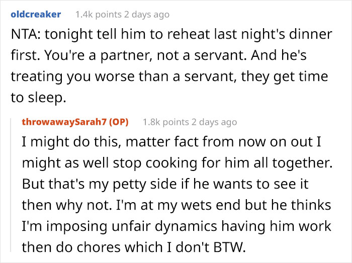 Entitled Husband Won't Reheat Dinner Himself, Wakes Up His Sleeping Wife To Laugh In Her Face Entitled Husband Won't Reheat Dinner Himself, Wakes Up His Sleeping Wife To Laugh In Her Face