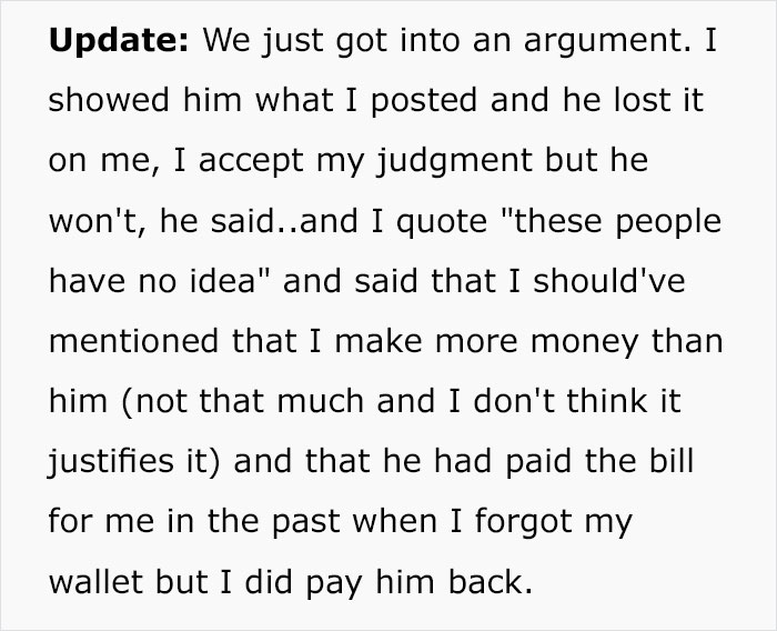 'He Insisted I Pay': Husband Loses It When Wife Only Pays For Her Own Meal After Big Family Celebratory Dinner That He Organized 'He Insisted I Pay': Husband Loses It When Wife Only Pays For Her Own Meal After Big Family Celebratory Dinner That He Organized
