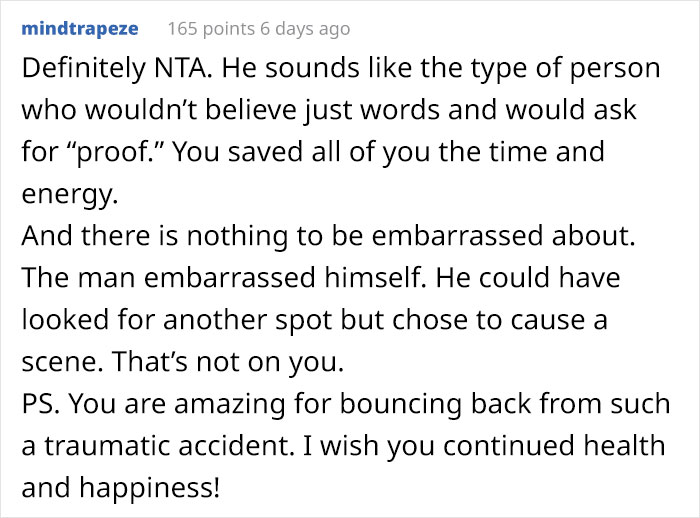 “I Took My Leg Off”: Woman Asks If She Was Wrong To Dramatically Respond To This Man Who Yelled At Her For Parking In A Handicapped Spot
