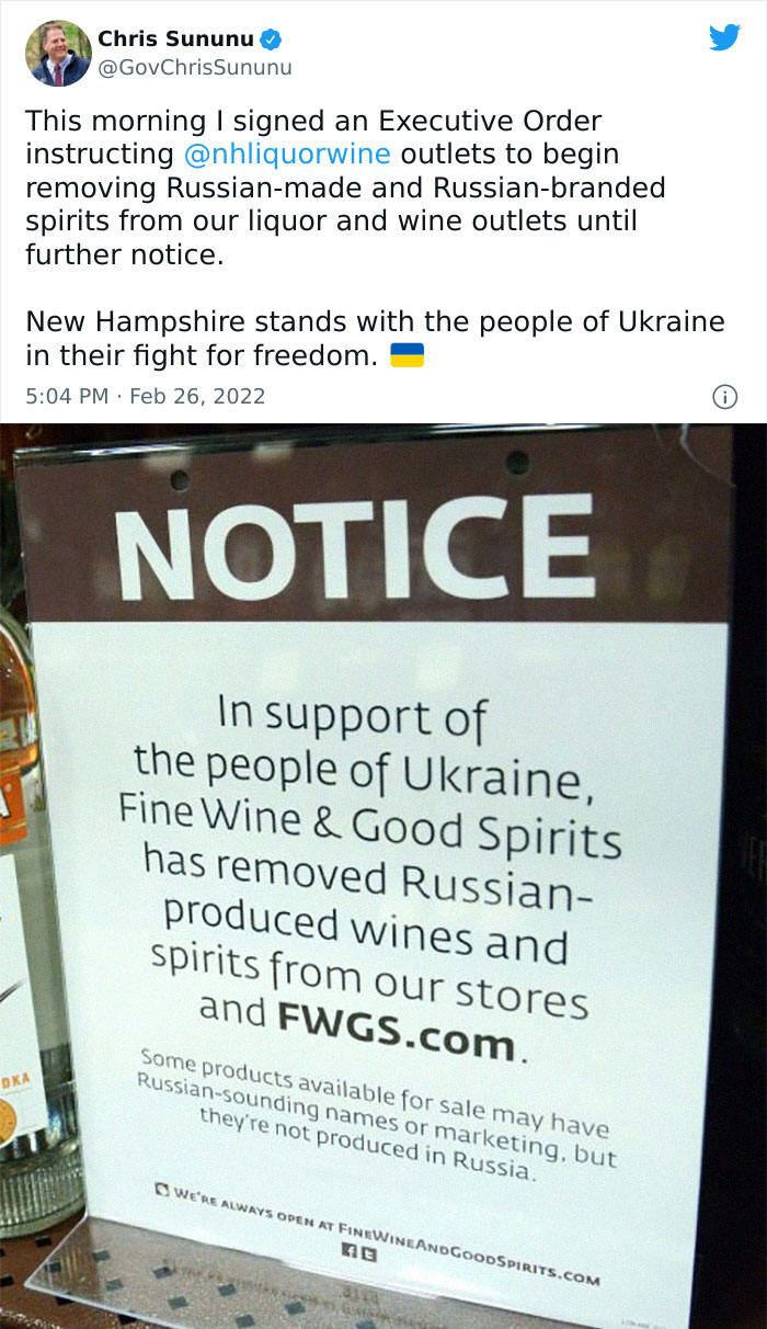 Businesses Boycott Russian Products In Solidarity With Ukraine