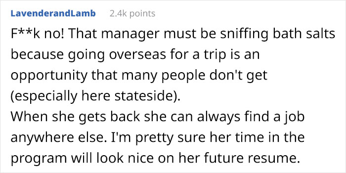 Teen Daughter Told To Make A Choice Between International Summer Program And Her $11/Hr 10 Hours Per Week Retail Job Teen Daughter Told To Make A Choice Between International Summer Program And Her $11/Hr 10 Hours Per Week Retail Job