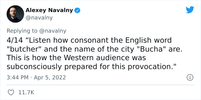 Navalny Shares What Russian TV Says About Bucha After Nearly 300 Residents Were Found Dead Navalny Shares What Russian TV Says About Bucha After Nearly 300 Residents Were Found Dead