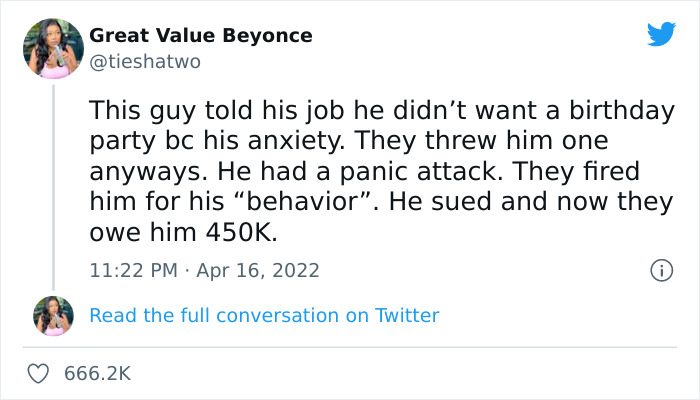 Employee Gets An Unwanted Surprise Birthday Party At Office, Gets A Panic Attack, Sues The Company For $450k Employee Gets An Unwanted Surprise Birthday Party At Office, Gets A Panic Attack, Sues The Company For $450k