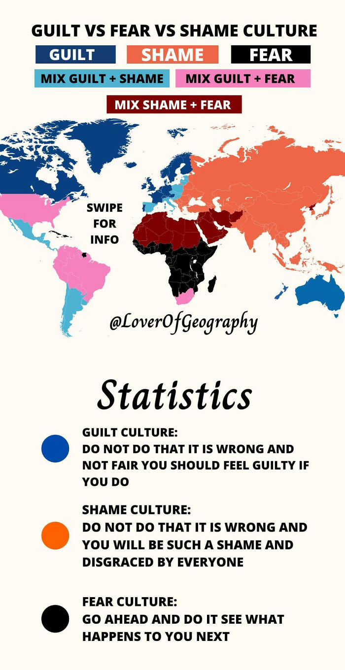 This Post Shows The Difference Between Guilt Fear And Shame Cultures Around The World. You Need To Swipe To Understand What It Is About