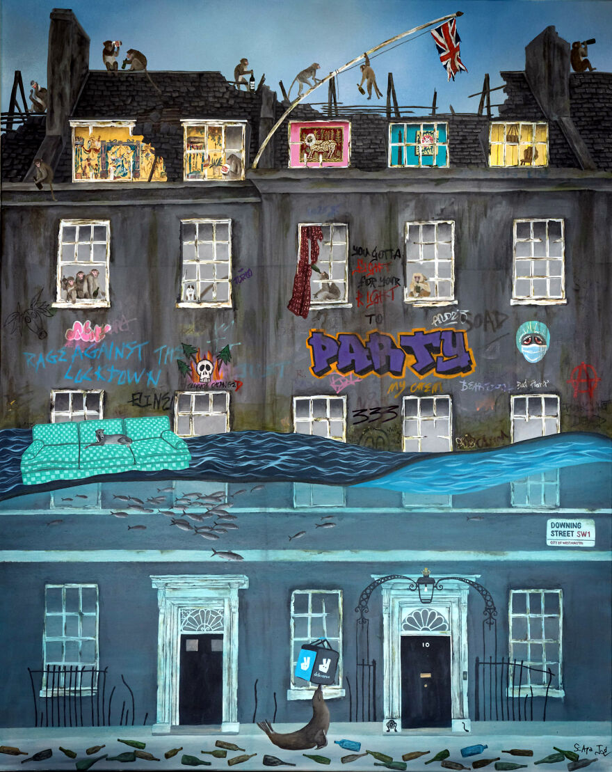 I Illustrated Boris And Partygate At Downing Street (5 Pics)