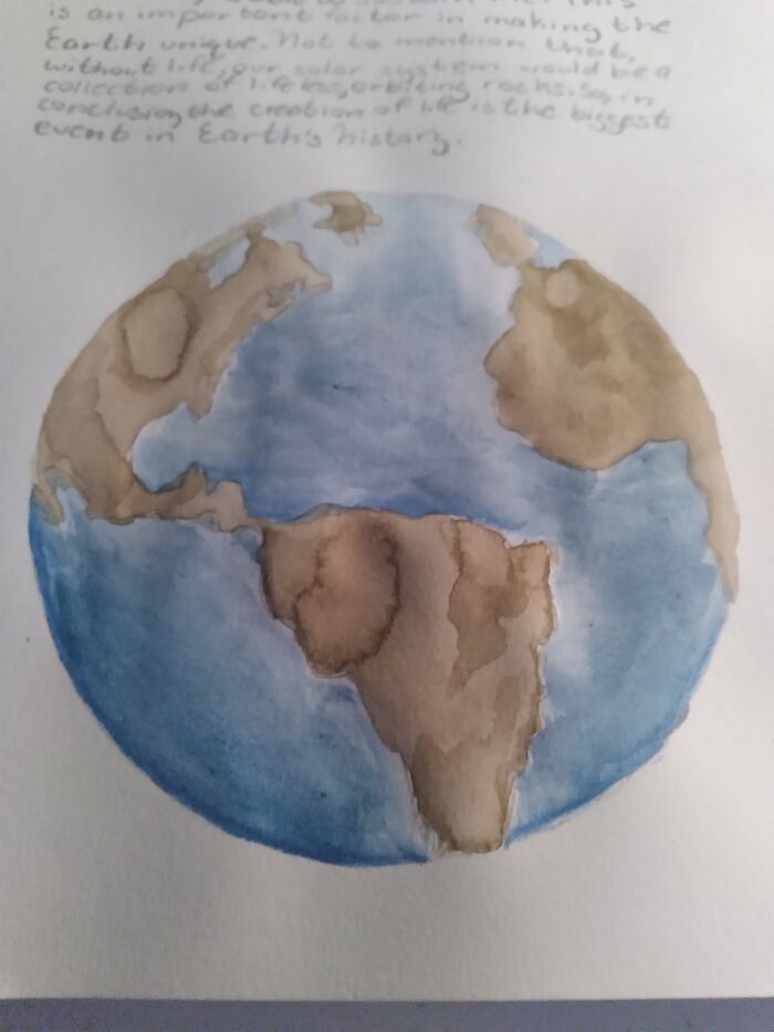An Old 7th Grade Science Project, "What Earth Would Look Like Without Life". (I Don't Have Any Pictures Of Any More Recent Art, Sorry.)