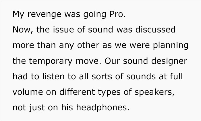 Company Lawyer Throws A Tantrum About People Getting Moved Into His Office Space, Employee Takes Revenge By Seating A Sound Engineer Close By Company Lawyer Throws A Tantrum About People Getting Moved Into His Office Space, Employee Takes Revenge By Seating A Sound Engineer Close By