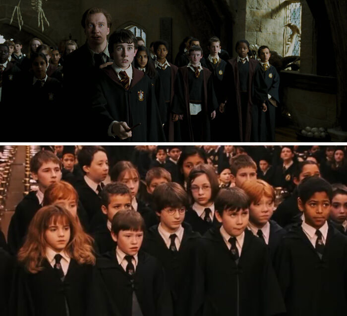 Para “Harry Potter y el prisionero de Azkaban” (2004), Alfonso Cuarón le pidió a los niños que usaran sus uniformes de Hogwarts como si sus padres no estuvieran presentes. Esto contrasta con las dos primeras películas, en las que llevan el uniforme de forma correcta