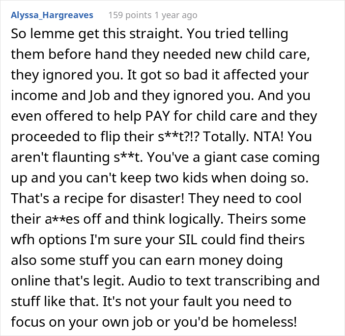 Drama Ensues After Woman Asked SIL And Brother To Find Someone Else To Care For Their 5 Y.O. And 7 Y.O. Children During The Day Drama Ensues After Woman Asked SIL And Brother To Find Someone Else To Care For Their 5 Y.O. And 7 Y.O. Children During The Day