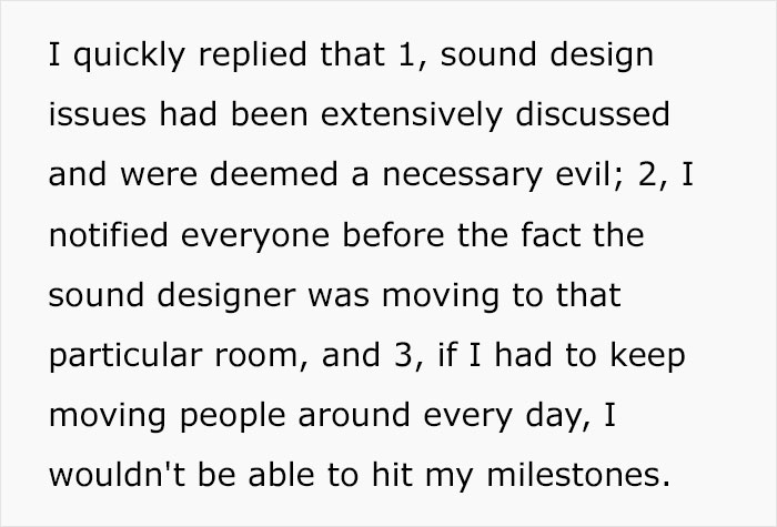 Company Lawyer Throws A Tantrum About People Getting Moved Into His Office Space, Employee Takes Revenge By Seating A Sound Engineer Close By Company Lawyer Throws A Tantrum About People Getting Moved Into His Office Space, Employee Takes Revenge By Seating A Sound Engineer Close By