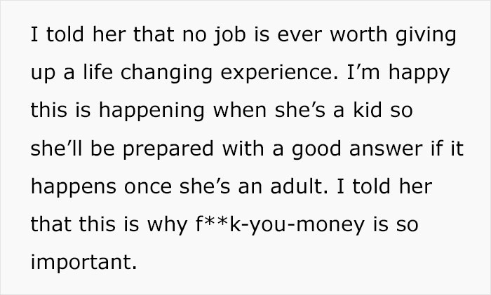 Teen Daughter Told To Make A Choice Between International Summer Program And Her $11/Hr 10 Hours Per Week Retail Job Teen Daughter Told To Make A Choice Between International Summer Program And Her $11/Hr 10 Hours Per Week Retail Job