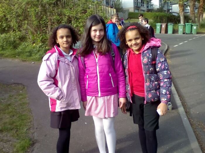 My Twin, My Best Friend And Me Walking On Our Way To School