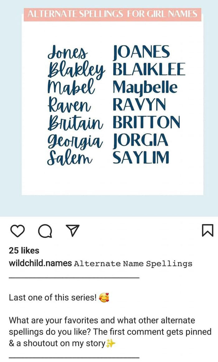 Alternate Spellings For Girl Names