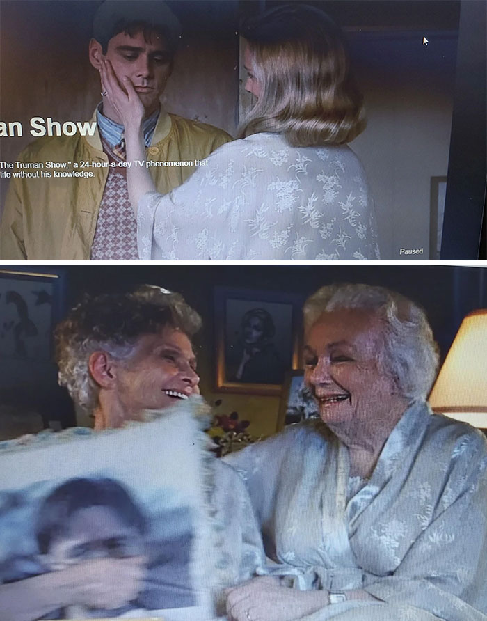 En “Truman Show” (1998) las ancianas que ven el programa tienen puesta la misma bata que Meryl debido a que se puede comprar todo lo que sale en Truman Show 