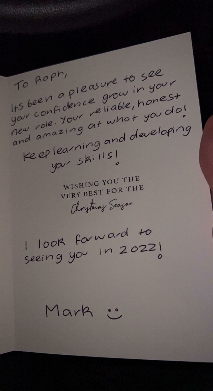 I Started A New Job A Few Months Ago And I Have Never Felt More Appreciated And Valued. Here Is A Christmas Card From My Boss