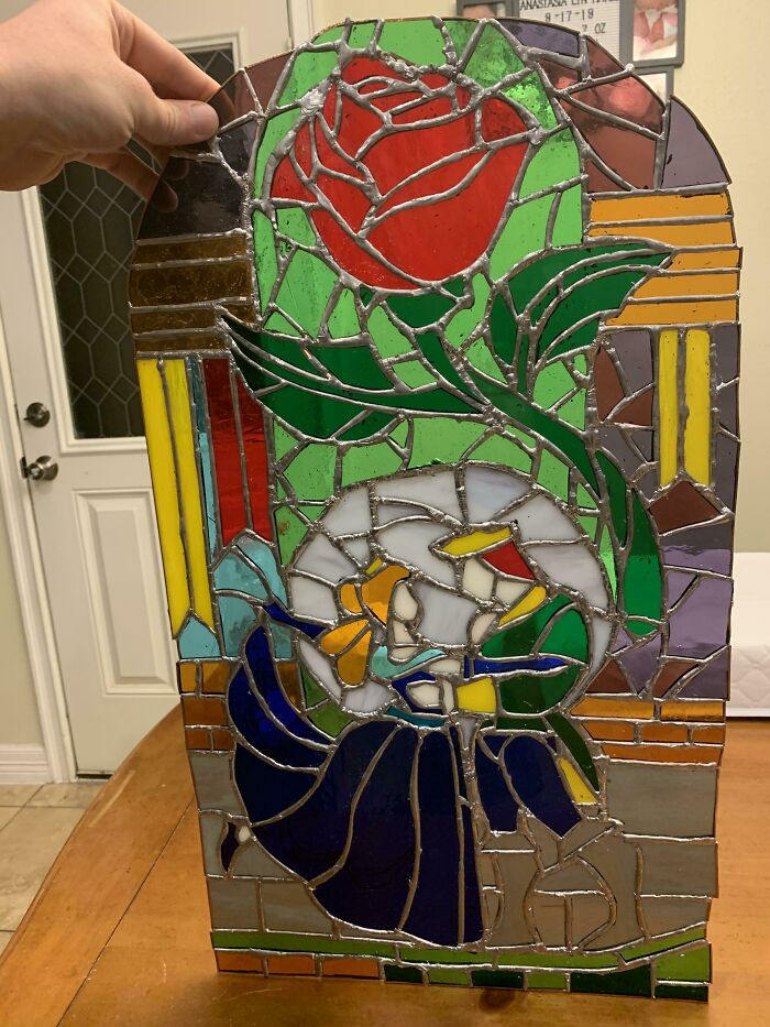 Made Stain Glass Window For Me And Wife’s 4th-Year Anniversary