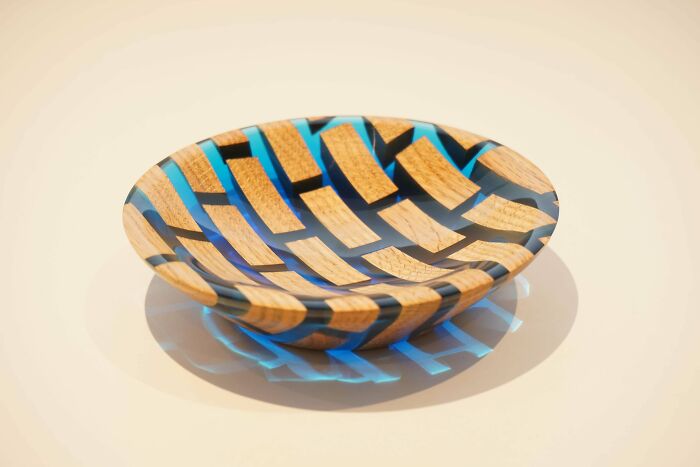 The Wood Brick Bowl! I Cast These Oak "Bricks" In Blue Resin And Turned Them Down To A Bowl