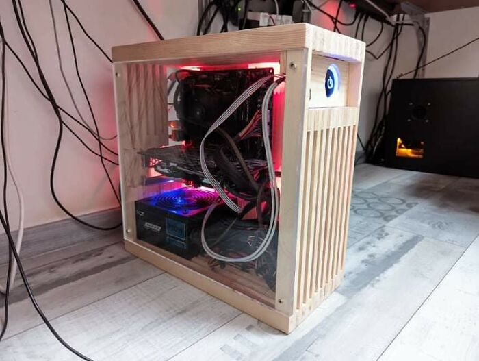 My Wooden PC Case Y'all Roasted The Living S*** Out Of. Seems To Be Working Just Fine. No Overheating So Far