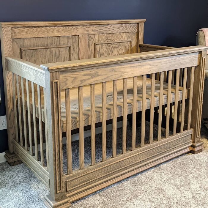 Oak Crib I Built For Our Daughters Nursery. Finished With Rubio Monocoat. I Finally Feel Like I Am Ready For Her Arrival