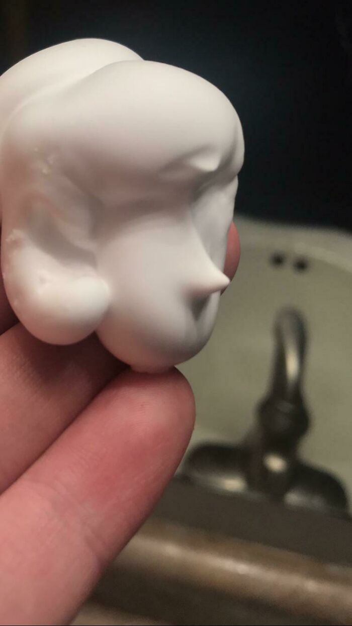 Today My Shaving Cream Came Out Looking Like A Cartoon Character