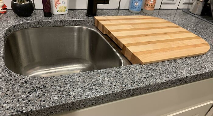Made A Cutting Board For Our Sink So We Can Dispose Right To The Sink Disposal