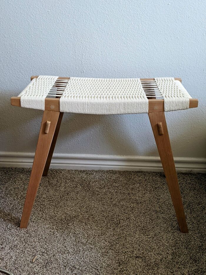 Woven Stool In Cherry. Could Be Better But Lots Of Fun, Lots Of Learning..milled And Joined By Hand