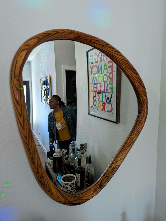 Zebrawood Bar Mirror, As Requested By My Wife