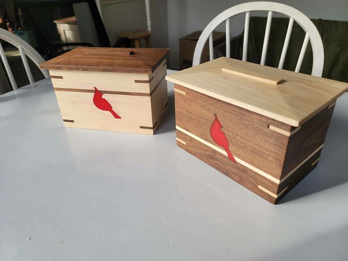 Urns I Made For My Mother Who Passed Away On Christmas Morning. She Loved Cardinals