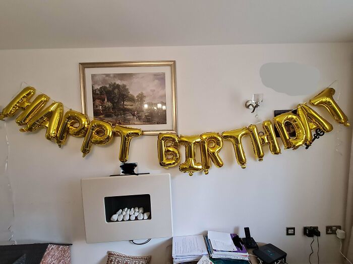 We Bought Some Decorations For A Birthday In The Household, And Both Of Them Are Somehow Spelt Incorrectly. Happt Birthdat And Celebraae