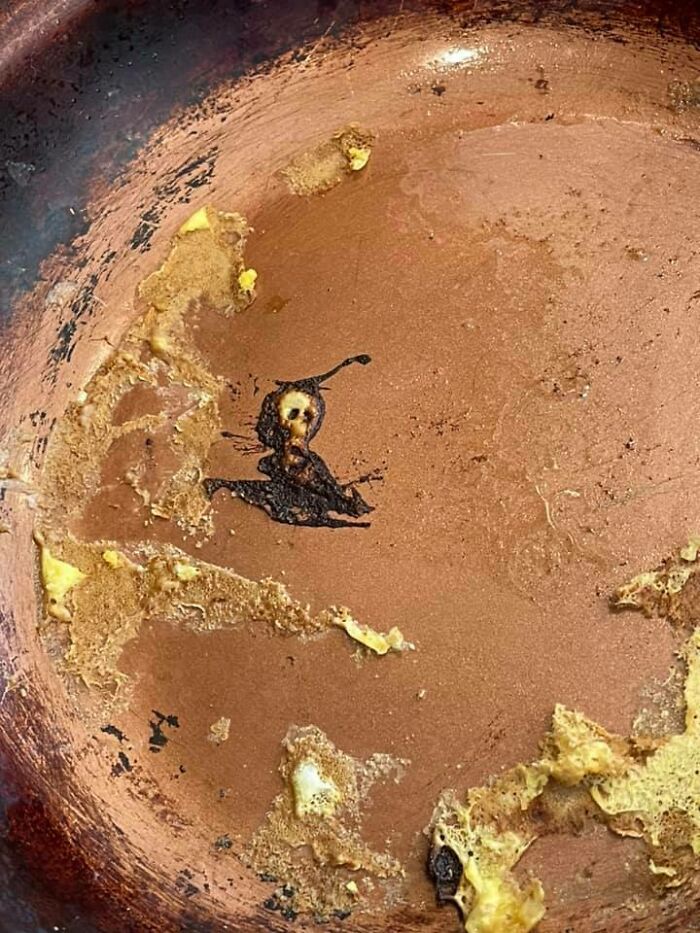 Burnt Egg Looks Like A Skeleton