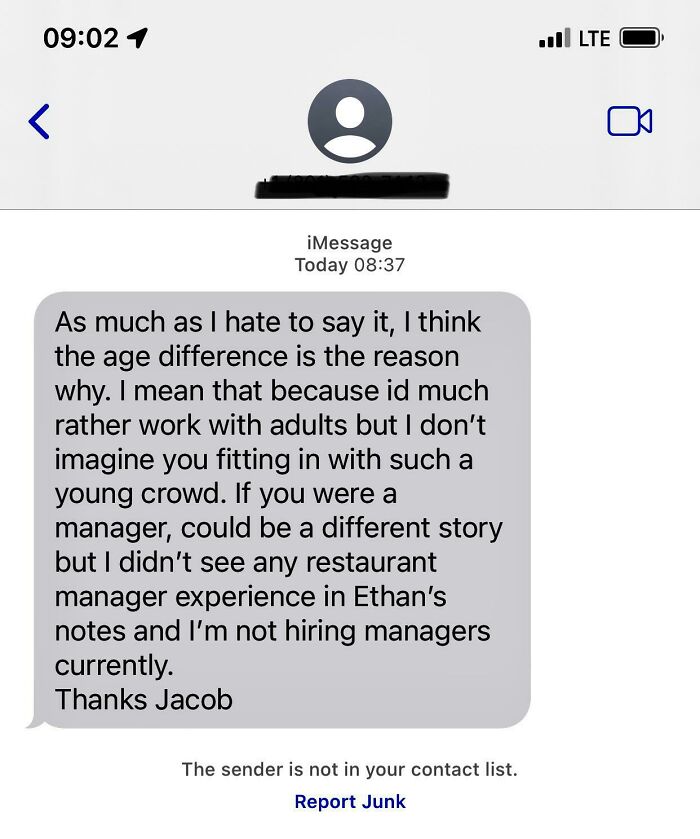 I’m 41 And Job Hunting, Applied At A Large Fast-Casual Restaurant Chain For An Entry-Level Position. The Manager Sent Me This The Next Day…