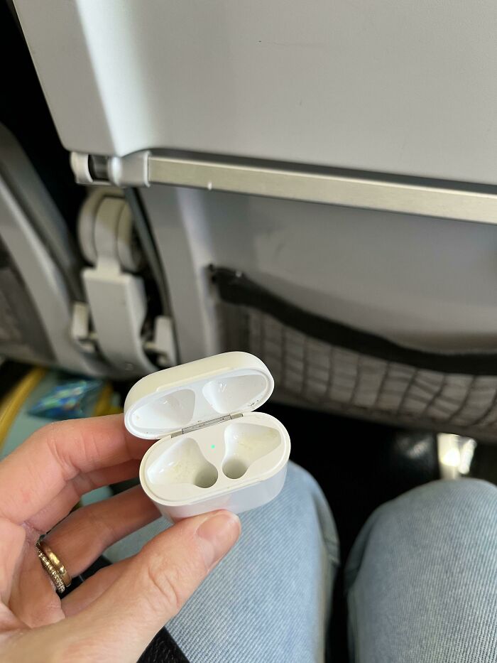 When You Get On The Airplane For A Long Flight And Open Your AirPod Case Only To Find It's Empty