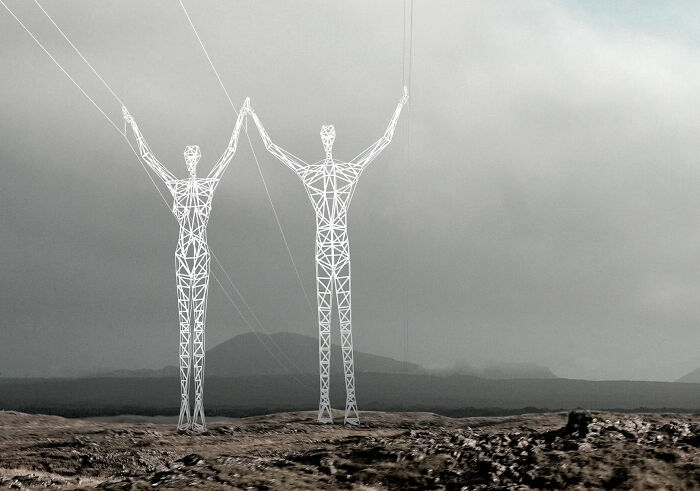 Proposed 400-Foot Human-Shaped Electricity Pylons In Iceland
