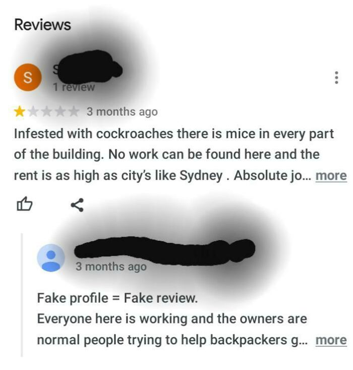 Fake Account Leaves A One Star Review. Gets Called Out By Owner.