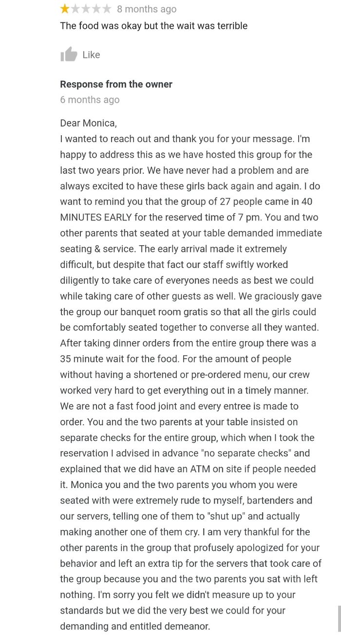 Restaurant Owner Going Off On Unhappy Customer