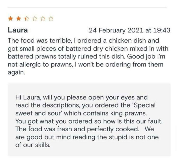 Chinese Restaurant Respond To Reviews Left