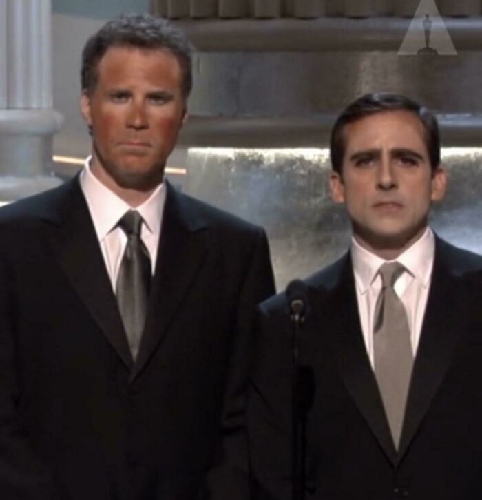 Steve Carrell And Will Ferrell Presenting The Award For Best Makeup At The Oscars 