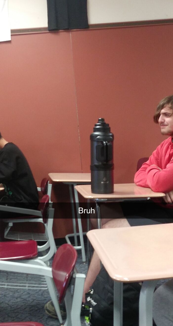 This Water Bottle My Classmate Brings To School Every Day. It's Empty By The Time I See Him 5 Periods Later