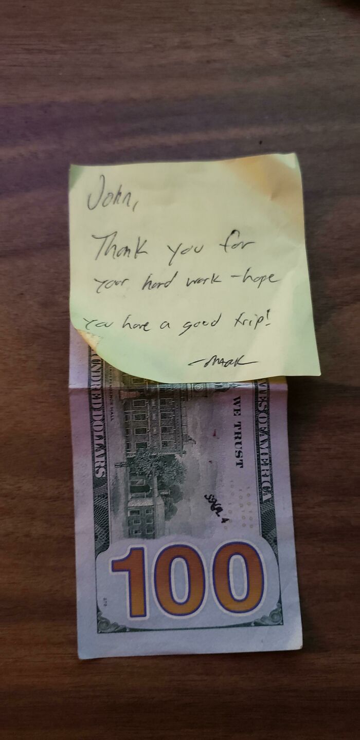 Leaving For Vacation Tomorrow And My Boss Hands Me My Paycheck With This Included. He Continually Goes Above And Beyond For Me