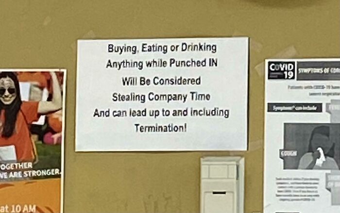 Even Your Friendly Neighborhood Piggly Wiggly Is Turning Into A 1920's Sweatshop. Public Sign On The Wall By The Cashiers