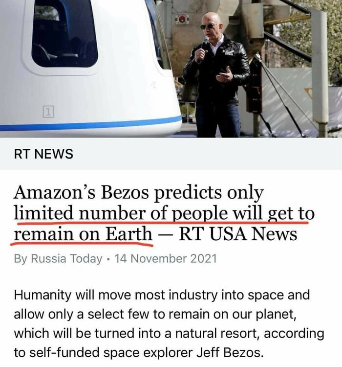 "Only A Limited Amount Of People Will Get To Remain On Earth"