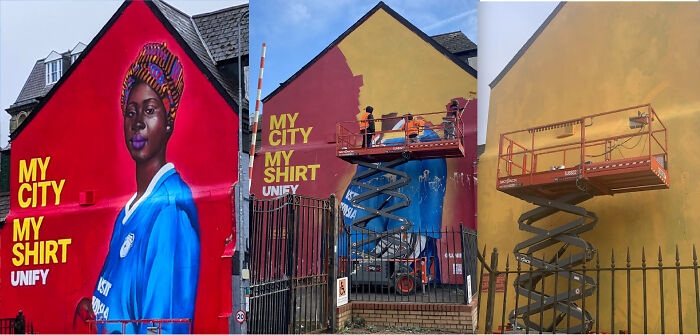 Anti-Racism Mural In Cardiff, Wales Being Painted Over As McDonald's Advertising Space