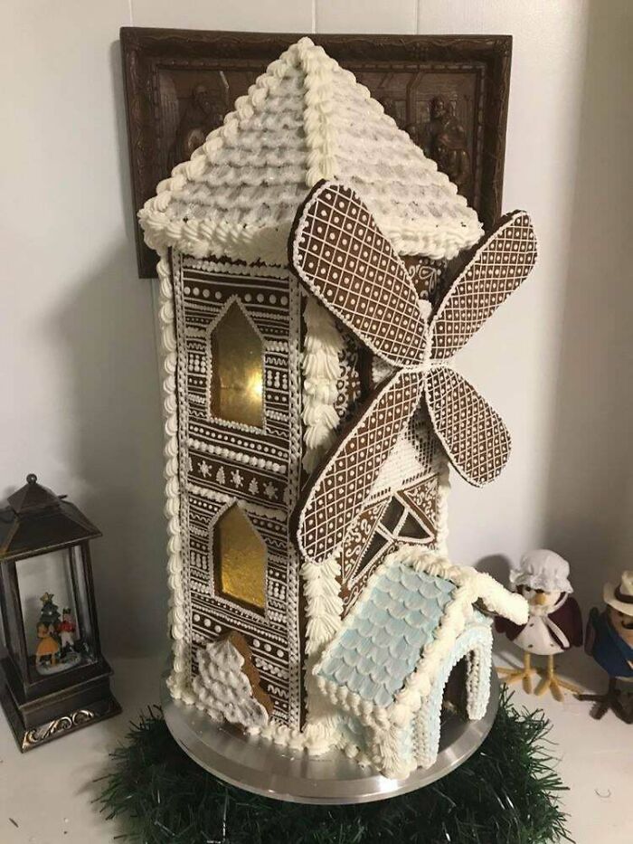 This Year My Wife Made A Gingerbread Windmill! Almost 3 Feet Tall