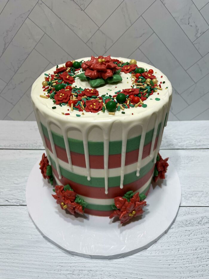 Christmas Cake I Made For A Holiday Baking Competition At My Office!