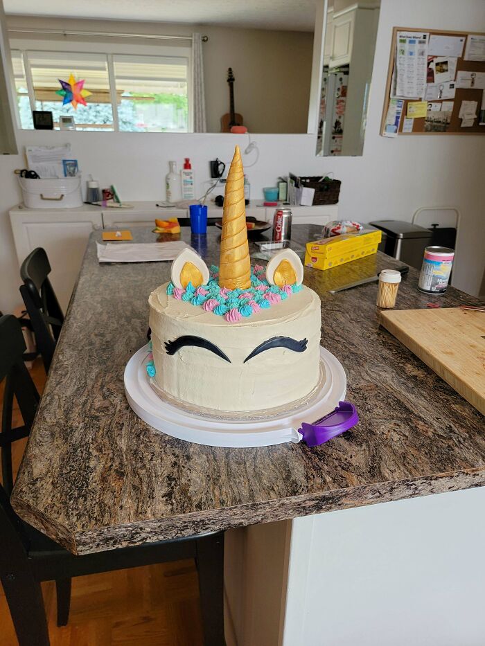 My Wife Was Going To Buy A Unicorn Cake For My Daughter's Birthday. I Figured I Would Bake One Myself For Twice The Money