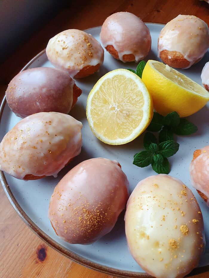 Feeling Under The Weather And Can't Sit Still So Made Lemon Shaped Lemon Cakes With Lemon Icing, Now I'm Feeling Better!