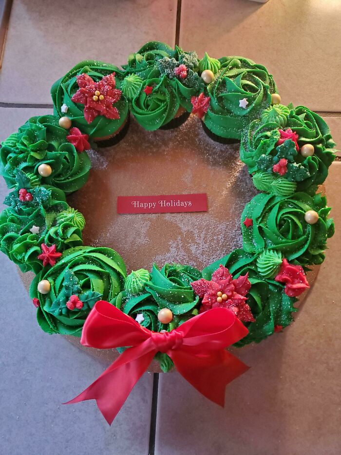 My Attempt At A Cupcake Wreath For My Son's Preschool Staff