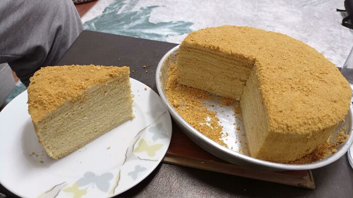 I Made My Husband Medovik(Russian Honey Cake) For His Birthday. 12 Layers! What Do You Think?