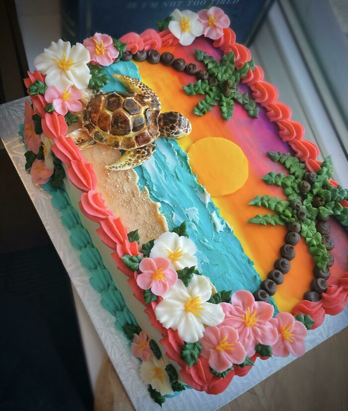 An Untraditional Beach Themed Wedding Cake I Made Today! 