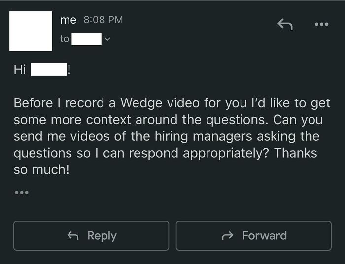 Recruiter Asked Me To Record A Video Response To 4 Questions. This Is My Reply